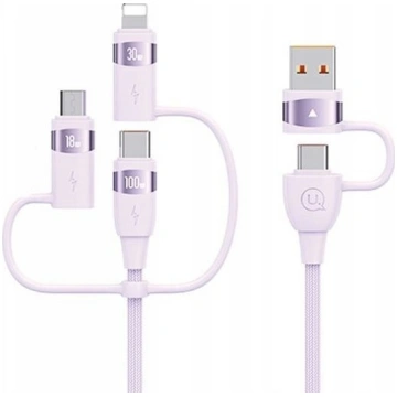 Kabel USB Usams USB-A - 2x USB-C + Lightning + mic