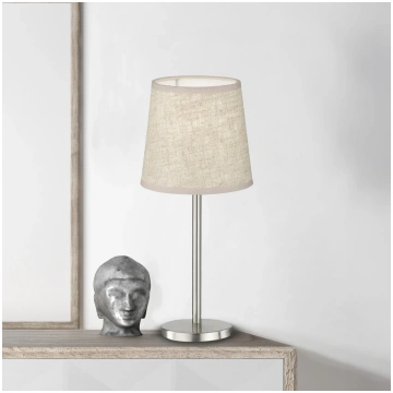 Galda lampa Rimini, smilškrāsas/nikelis, tekstils,