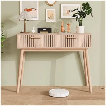 Console Table with Storage, Ribbed Wooden Entrance