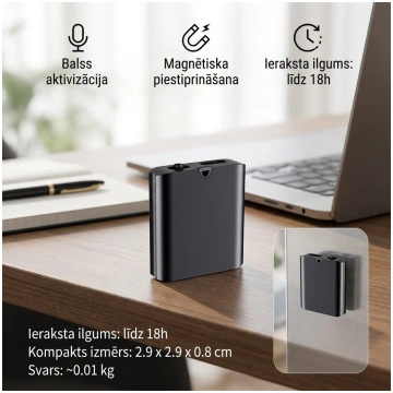 Mini Diktofons ar Balss Aktivizāciju un Magnētu