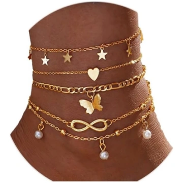 Lucktao Pack of 4 Anklets sievietēm, bezgalības si