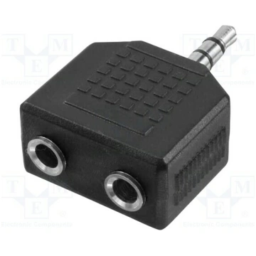 Adapter; Jack 3.5mm 3pin plug,Jack 3.5mm socket x2
