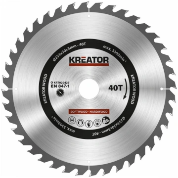 Kreator Zāģa ripa kokam 254x30x3.0mm, 40 zobi Krea