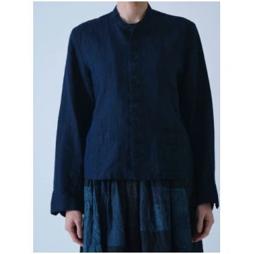 Pas de Calais Linen Indigo Chambray Jacket Navy