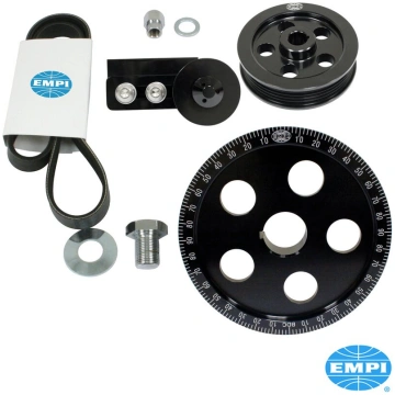 Serpentine belt pulley system, black anodized VW