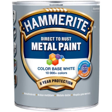 Krāsa metālam HAMMERITE SMOOTH BW 0.7l, spīdīga