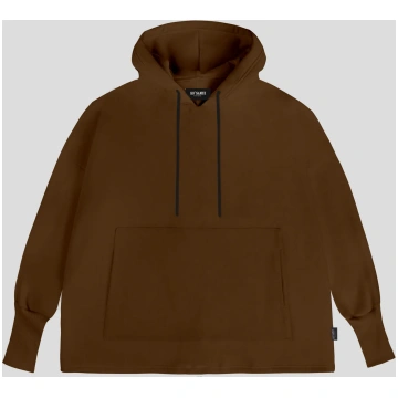 ESSENTIAL BROWN OVER FIT WARM FLEECE HOODIE - L