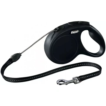 Ruļļa pavada Flexi Classic 5 m melna vidējiem suņi