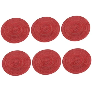 VICASKY 6-Piece Round Place Mat Made of Braided He
