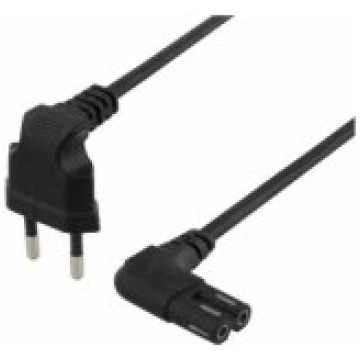 Deltaco Power cable angled CEE 7/ 16 IEC C7 1m Bla
