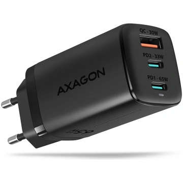 Axagon ACU-DPQ65 GaN sienas lādētājs 65W, 3x ports