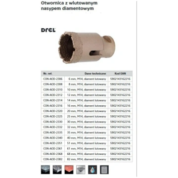 DREL WIERTLO DO GRESU M14 6mm CON-AOD-2306 (590214