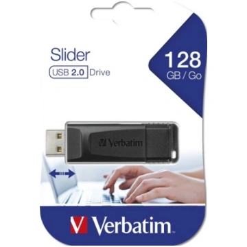 Verbatim 49328 Slider USB Flash Drive 128GB, USB-A