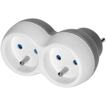 Power socket splitter 2x2P+E, white-grey Ornobalti
