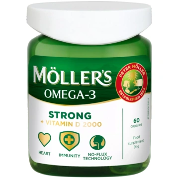 MOLLERS Strong+D 2000IU Zivju Eļla kapsulas, 60 ga