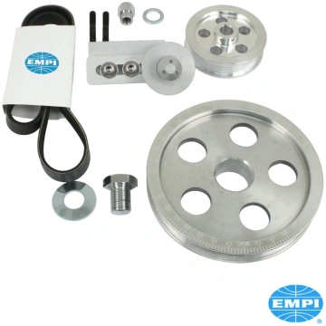 Serpentine belt pulley system, aluminium, polished