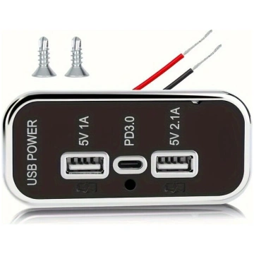 1gab 12V USB Rozete 3 Porti Ātra Uzlāde Adapteris