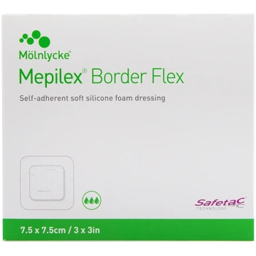Mepilex Border Flex plāksteris 7.5 x 7.5 cm, 5 gb