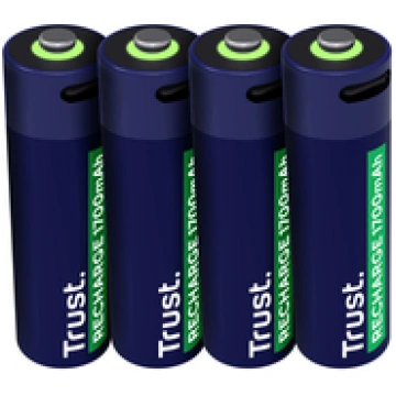 Trust USB-C rechargeable AA batteries 4 gab. - Uzl