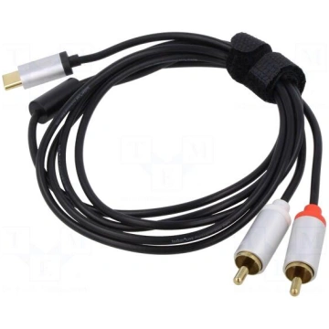 Cable | RCA plug x2,USB C plug | 1.5m | black | 0.