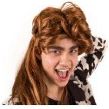 80s wig, long hair, ginger
