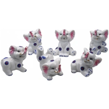 porcelāna figūras ziloņi (6 gab ) 7cm (38055)
