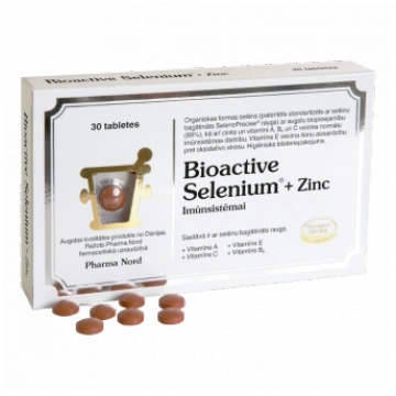 BIOACTIVE SELENIUM + ZINC tabletes, 30 gab
