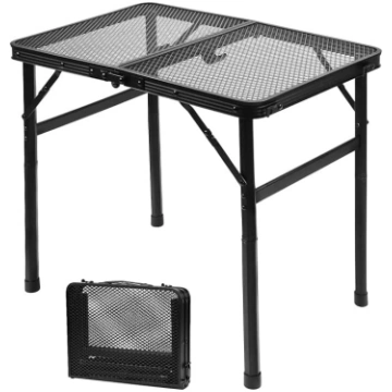 QWORK Folding Camping Table 60 x 40 cm, Height Adj