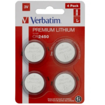 Baterijas Verbatim CR2450 Premium Lithium 4-Pack