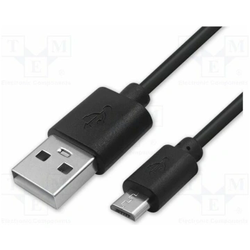 Cable; USB A plug,USB B micro plug; 0.5m; black | 