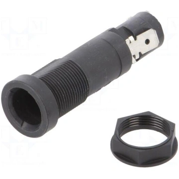 Fuse holder | 10A | 250VAC | FEU | on panel | blac
