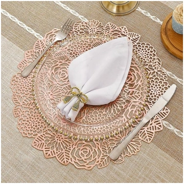 Tischsets Platzsets, 10er Set Rund mit Rosen- und 