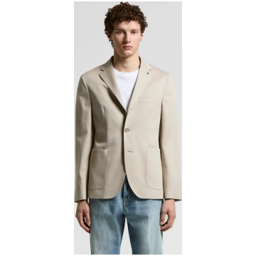 Single-breasted blazer in cotton-blend twill Wood 