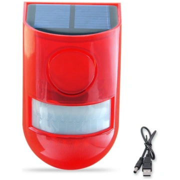 Solar Strobe Siren Alarm Light Outdoor Waterproof 
