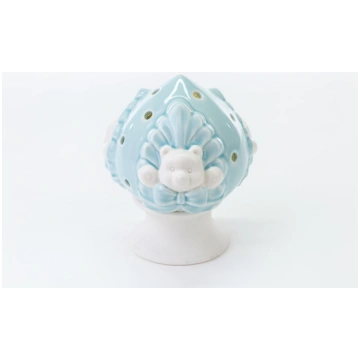 POMO ORSETTO PORCELLANA CON LED COLORE CELESTE H 1