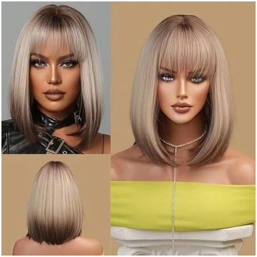 Sapphirewigs Blonde Bob parūkas sievietēm Ombre pa