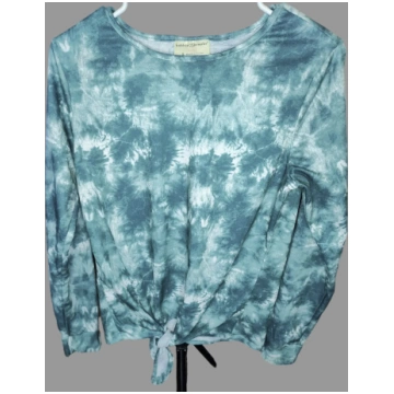 Bobbie Brooks Teal Tie Front Long Sleeves Shirt - 