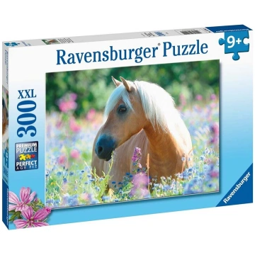 puzle ravensburger 300 gabali zirgs ziedos