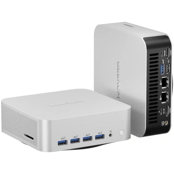 Mini PC GEEKOM A7 MAX sudraba krāsā ar Windows 11 