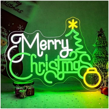ineonlife Merry Christmas Neon Sign Green White Me