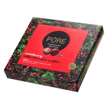 Šokolādes trifeles PURE CHOCOLATE ar dzērveņu pild