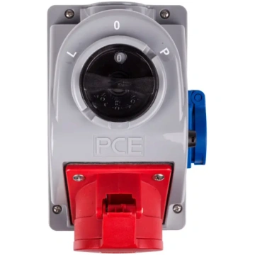 Steels socket with switch L-0-P 32A 5P 400V + 2P+Z