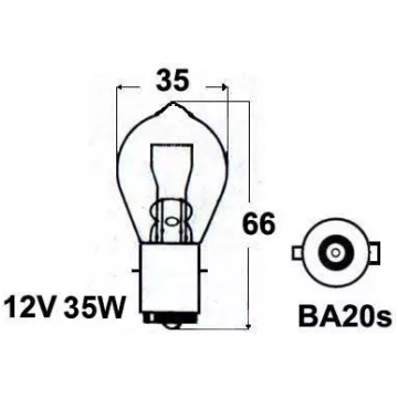 Spuldze SAFRA BA20S 35W metāla cokola