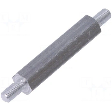 Screwed spacer sleeve | 25mm | Ext.thread: M3 | he