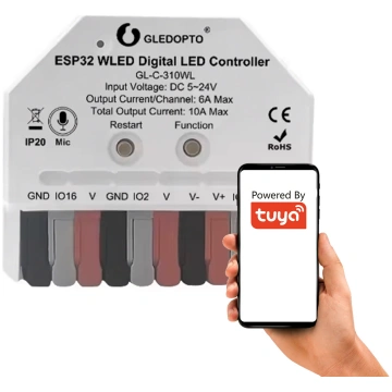 MINI ESP32 WLED Wi‑Fi kontrolieris ar mikrofonu RG