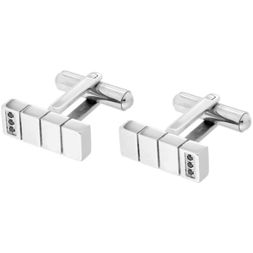 Men's Rectangular Cufflinks with Black Crysta