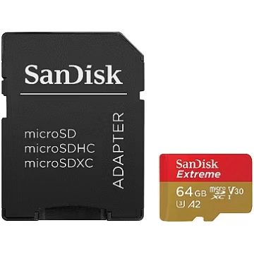 SanDisk Extreme, microSDXC, 64GB, UHS-I, U3, V30 +