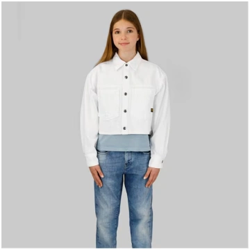 Kids' White Cropped Denim Jacket