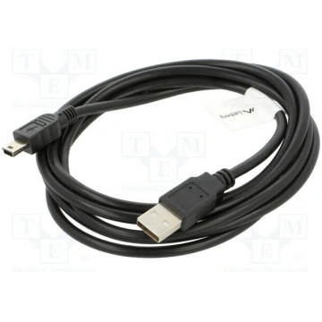 Cable; USB 2.0; USB A plug,USB B mini plug; gold-p