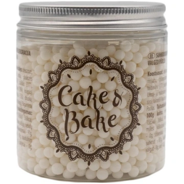 Dekori cukura pērlītes baltas Cake&Bake 150g